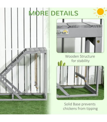PawHut Chicken Coop Toy with Swing, Ladder, Platform for 2 Chickens, Hens, Grey