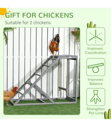 PawHut Chicken Coop Toy with Swing, Ladder, Platform for 2 Chickens, Hens, Grey