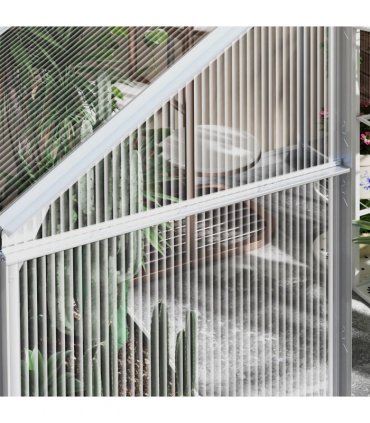 Outsunny 6 x 6ft Walk-In Polycarbonate Greenhouse with Foundation Window Silver