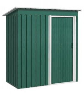 Garden Storage Shed Green Galvanised Steel 163 x 89 x 182 cm Single Sliding Door