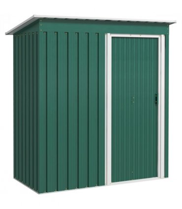 Garden Storage Shed Green Galvanised Steel 163 x 89 x 182 cm Single Sliding Door
