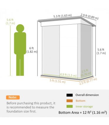 Garden Storage Shed Green Galvanised Steel 163 x 89 x 182 cm Single Sliding Door