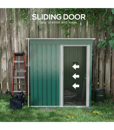Garden Storage Shed Green Galvanised Steel 163 x 89 x 182 cm Single Sliding Door