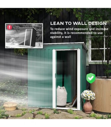 Garden Storage Shed Green Galvanised Steel 163 x 89 x 182 cm Single Sliding Door