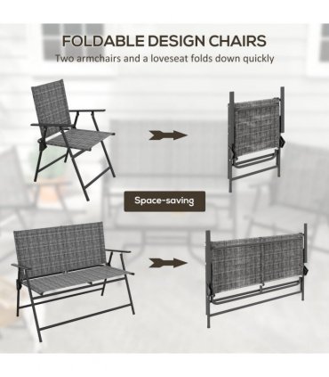Outsunny Patio Furniture Set, Garden Set with Table, Foldable Chairs, a Loveseat