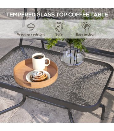 Outsunny Patio Furniture Set, Garden Set with Table, Foldable Chairs, a Loveseat