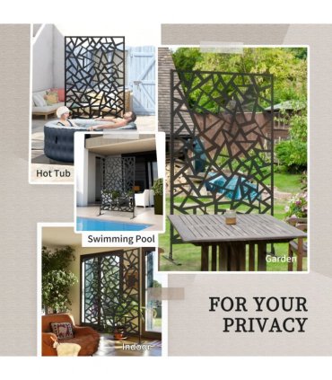 Outsunny Metal Garden Partition Screen Decorative Outdoor Divider withScrews