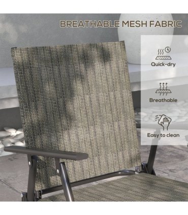 Garden Set with Table, Foldable Chairs, Loveseat - Steel, Tempered Glass, Brown