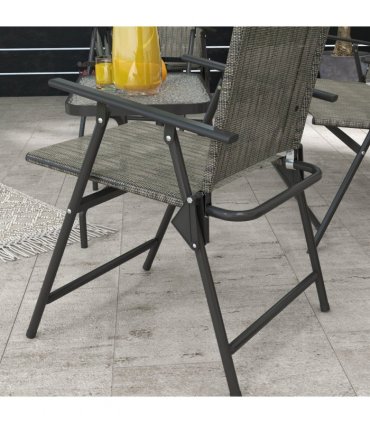 Garden Set with Table, Foldable Chairs, Loveseat - Steel, Tempered Glass, Brown