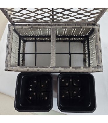 Outsunny Garden PE Rattan Planter Box with Trellis Flower Raised Bed 57x30x107cm