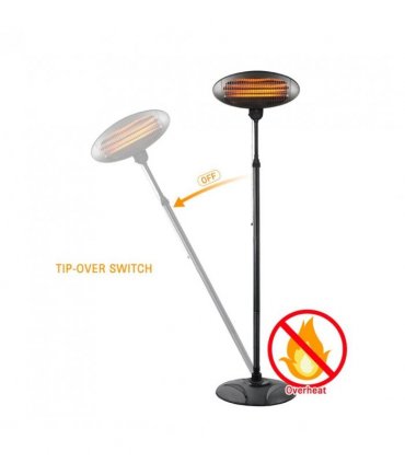 Waterproof Patio Heater - Quartz Adjustable Height  Large 77cm-2.11m IPX4
