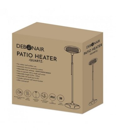 Waterproof Patio Heater - Quartz Adjustable Height  Large 77cm-2.11m IPX4
