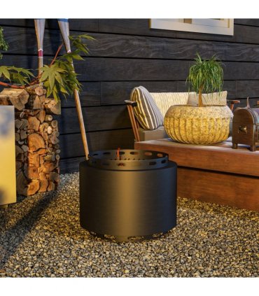 Firepit Black Metal 48.5 x 38.5Hcm Modern Outsunny Smokeless Wood Burning