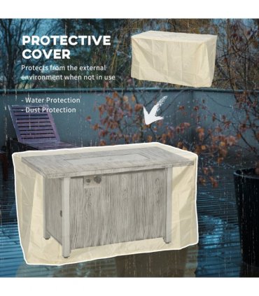 Outsunny Gas Fire Pit Table with 50,000 BTU Burner, Cover, Glass Screen, Grey