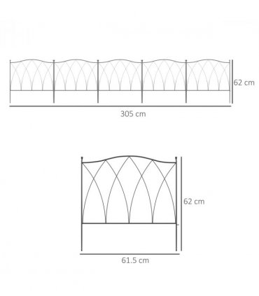 Garden Fencing Metal Black 305W x 62H cm Decorative Flexible Shape Easy Assemble