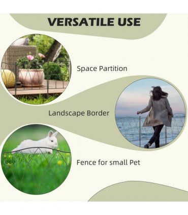 Garden Fencing Metal Black 305W x 62H cm Decorative Flexible Shape Easy Assemble