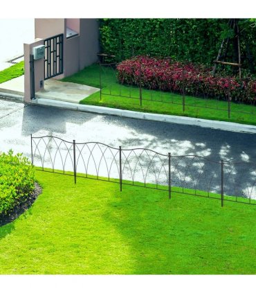 Garden Fencing Metal Black 305W x 62H cm Decorative Flexible Shape Easy Assemble