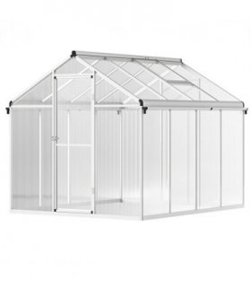 Outsunny 8x6ft Aluminium Greenhouse with/ Door Window Galvanised Base PC Panel