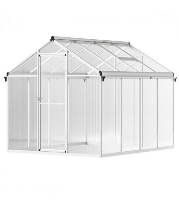 Outsunny 8x6ft Aluminium Greenhouse with/ Door Window Galvanised Base PC Panel