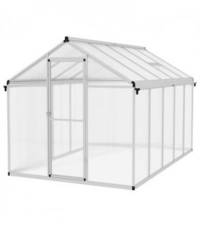 Greenhouse Aluminium Polycarbonate Sheets Clear 305cm x 192cm x 195cm Outsunny