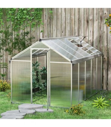 Greenhouse Aluminium Polycarbonate Sheets Clear 305cm x 192cm x 195cm Outsunny