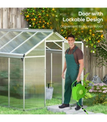 Greenhouse Aluminium Polycarbonate Sheets Clear 305cm x 192cm x 195cm Outsunny