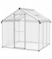 Greenhouse 6x6ft Clear Silver Aluminium Polycarbonate Sheets 185x192x195cm