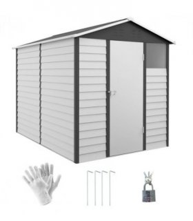 Metal Garden Shed Tool Storage Shed for Patio, Grey, 193W x 271D x 208H cm