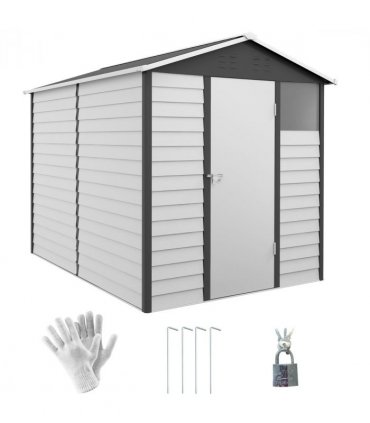 Metal Garden Shed Tool Storage Shed for Patio, Grey, 193W x 271D x 208H cm