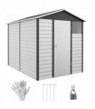 Metal Garden Shed Tool Storage Shed for Patio, Grey, 193W x 271D x 208H cm