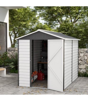 Metal Garden Shed Tool Storage Shed for Patio, Grey, 193W x 271D x 208H cm