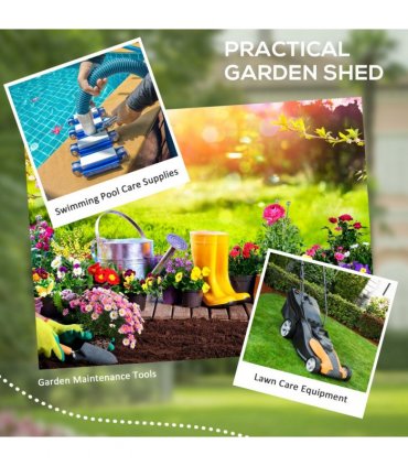 Metal Garden Shed Tool Storage Shed for Patio, Grey, 193W x 271D x 208H cm
