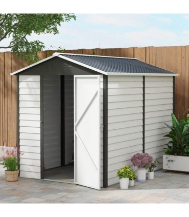 Metal Garden Shed Tool Storage Shed for Patio, Grey, 193W x 271D x 208H cm