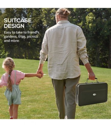 Outsunny Portable BBQ Grill with Suitcase Design for Camping Picnic Party, Black