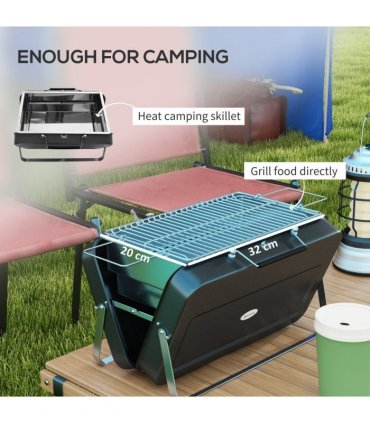 Outsunny Portable BBQ Grill with Suitcase Design for Camping Picnic Party, Black