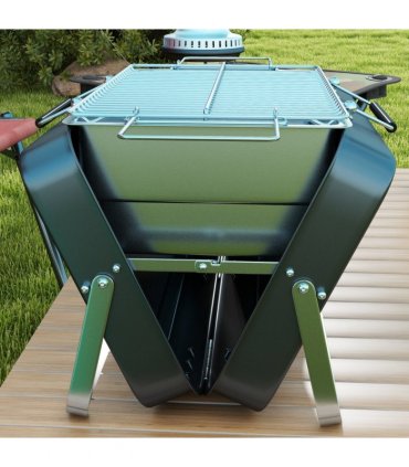 Outsunny Portable BBQ Grill with Suitcase Design for Camping Picnic Party, Black