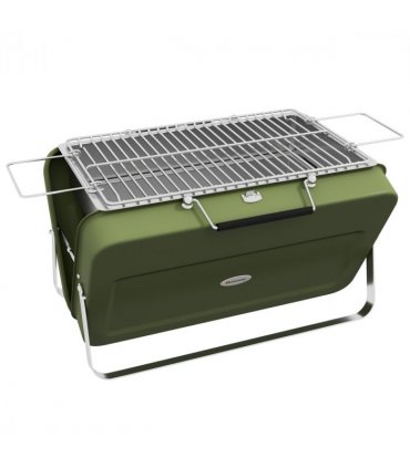 Portable BBQ Grill Green Metal Stainless Steel 47L x 30W x 28Hcm Suitcase Design