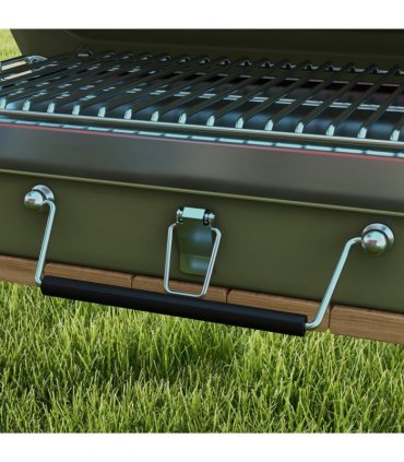 Portable BBQ Grill Green Metal Stainless Steel 47L x 30W x 28Hcm Suitcase Design