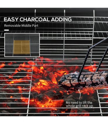 Outsunny Barrel Charcoal Barbecue BBQ Grill Trolley W/ Ash Catcher Thermometer