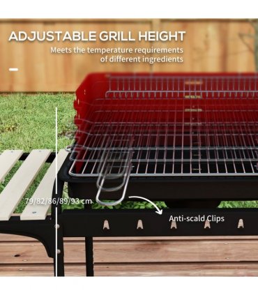 Outsunny Charcoal Barbecue BBQ Grill Trolley W/ 5-level Grill Height Ash Catcher