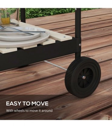 Outsunny Charcoal Barbecue BBQ Grill Trolley W/ 5-level Grill Height Ash Catcher