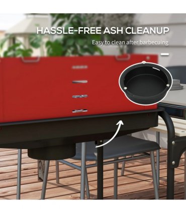 Outsunny Charcoal Barbecue BBQ Grill Trolley W/ 5-level Grill Height Ash Catcher