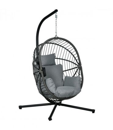 Outsunny Hanging Swing Chair w/ Thick Cushion, Patio Hanging Chair, Grey