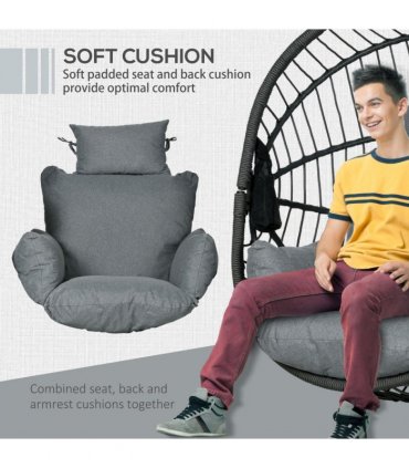 Outsunny Hanging Swing Chair w/ Thick Cushion, Patio Hanging Chair, Grey