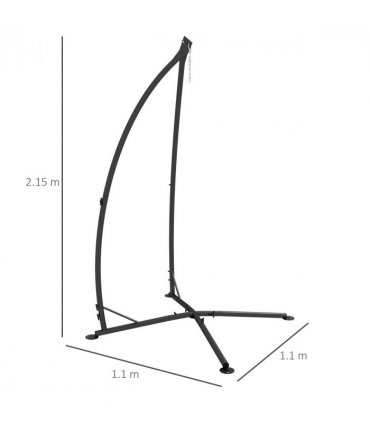 Outsunny Hammock Chair Stand Metal Frame Hammock Stand Only with Chian, Black