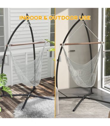Outsunny Hammock Chair Stand Metal Frame Hammock Stand Only with Chian, Black