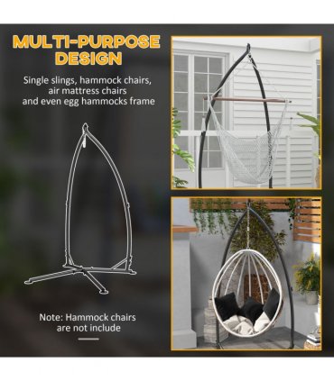 Outsunny Hammock Chair Stand Metal Frame Hammock Stand Only with Chian, Black