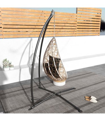 Outsunny Hammock Chair Stand Metal Frame Hammock Stand Only with Chian, Black