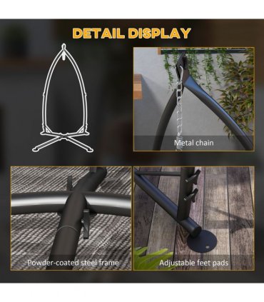 Outsunny Hammock Chair Stand Metal Frame Hammock Stand Only with Chian, Black
