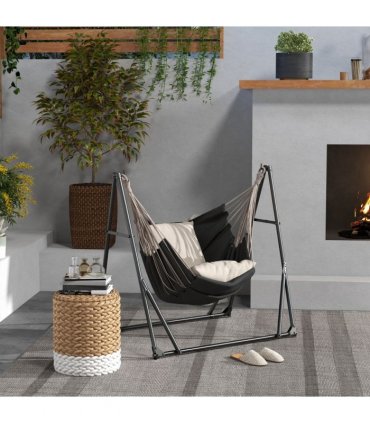 Steel Black 263cmx89cmx100cm 2 in 1 Hammock Net Stand Hammock Chair Stand
